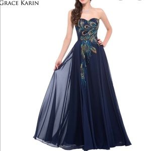 High-low Peacock formal dress